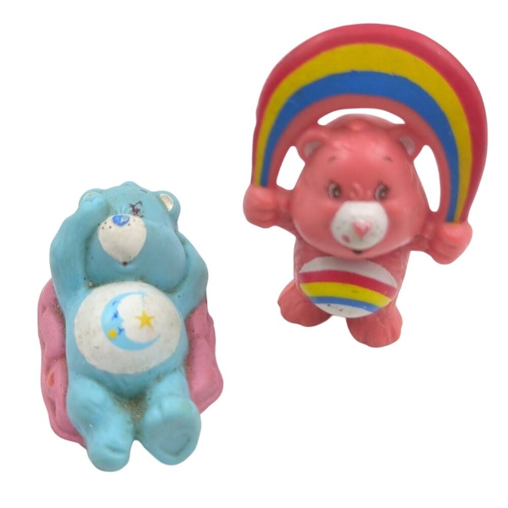 Care Bears Cheer Bear Rainbow Bedtime Bear Cloud PVC Mini Figure 1983 VTG Lot